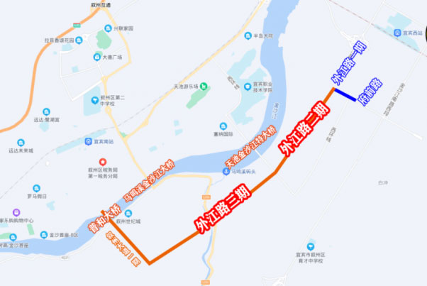 宜宾外江路二、三期完工，双向8车道！柏溪10分钟飙拢南岸